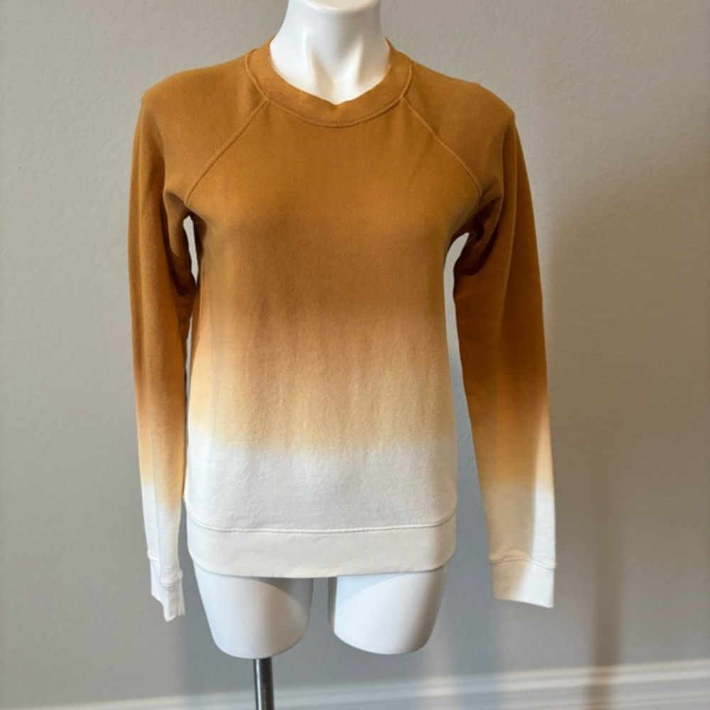 FAHERTY Womens Size S Lowtide Yellow‎ Cream Fade Bells Crewneck Ombre Sweatshirt